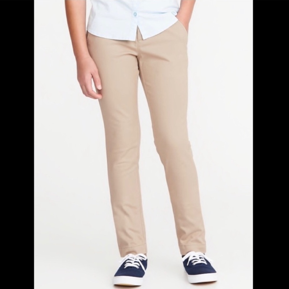 NWT 2 Pair Old Navy Pants Khaki Skinny Uniform Girl's Size 6